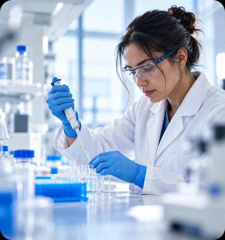 Scientist using a pipette in the laboratory